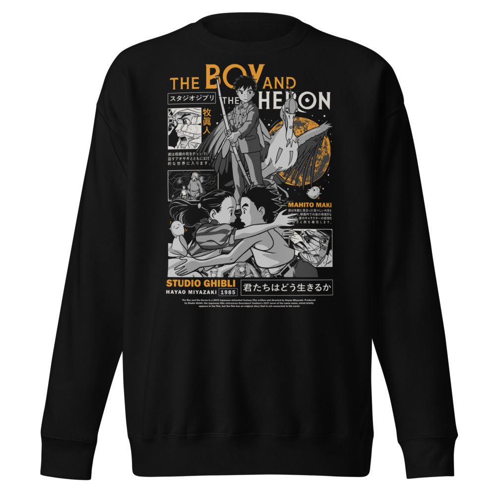Sueter The Boy And The Heron Ghibli negro vista frontal