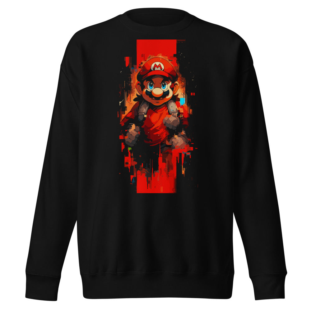 Sueter Super Mario Red Grunge Art negro vista frontal
