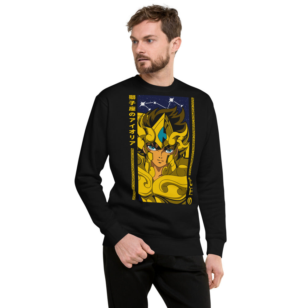 Sueter Saint Seiya Leo Aioria Banner negro modelo
