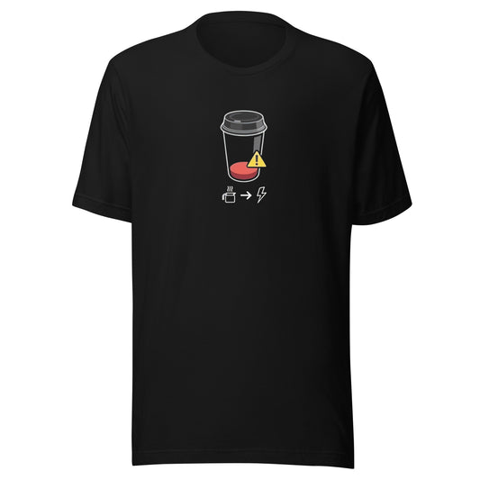 Camiseta Coffee Battery, Disponible en la mejor tienda online para comprar tu merch favorita, la mejor Calidad, compra Ahora en Algoritmo! 