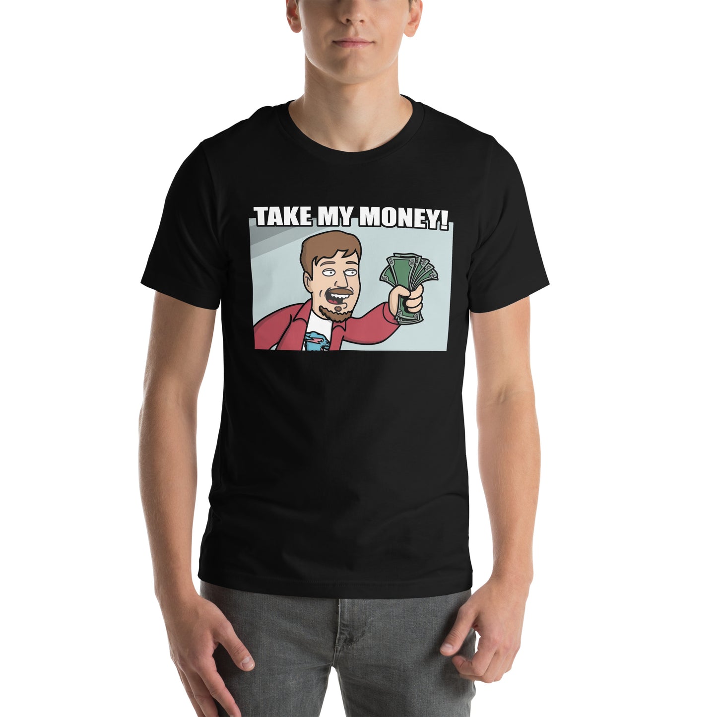 Playera de Take My Money, Disponible en la mejor tienda online para comprar tus artículos favoritos, la mejor Calidad, compra Ahora en Algoritmo! 