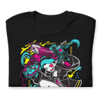 Détail du print — Night City Rebel, coton 142 g/m²