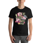 Eat, Sleep, Battle and Repeat — modelo usando la prenda
