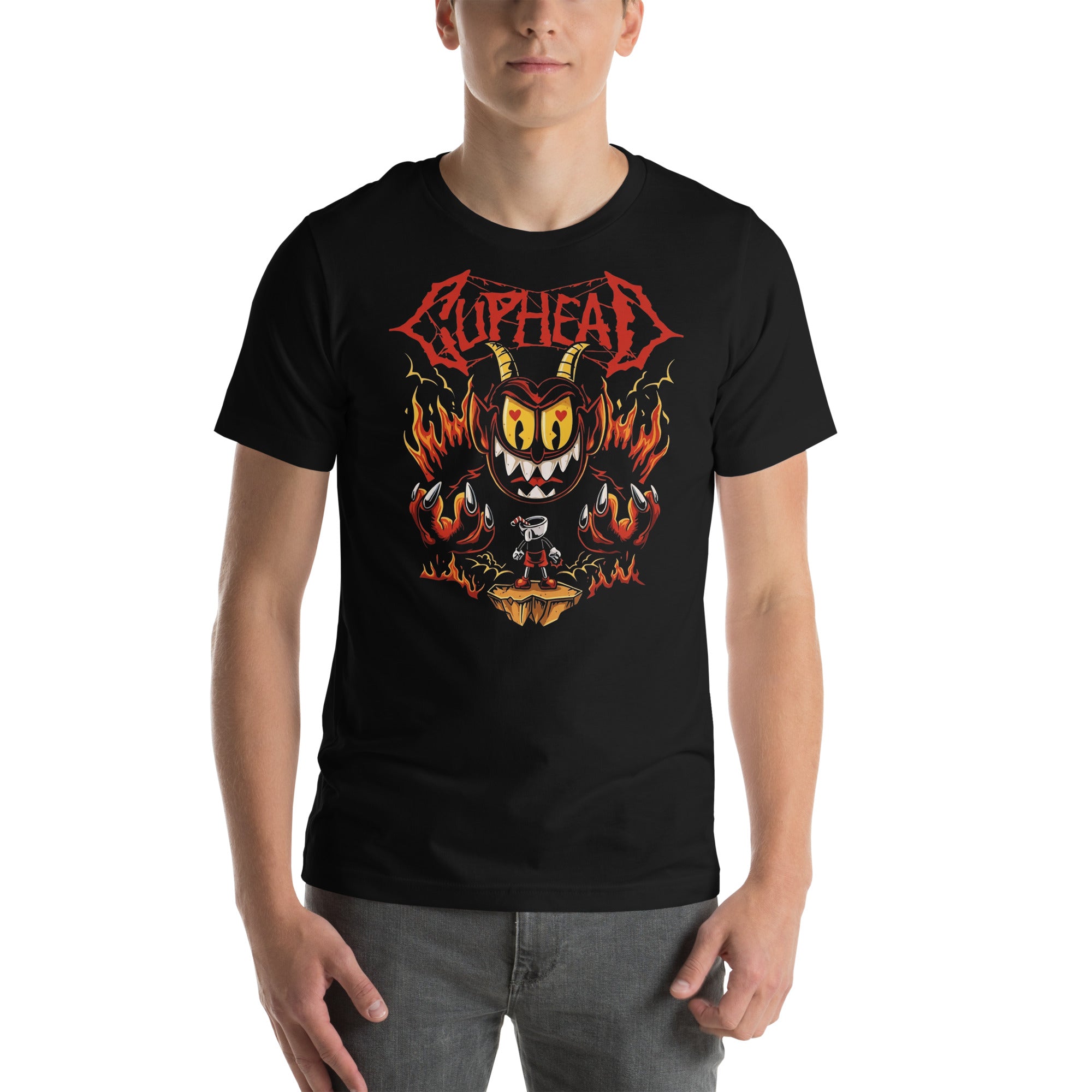 Cuphead Devil — modelo usando la prenda