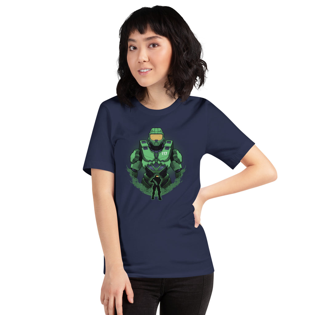 Neon Spartan — detalle del estampado