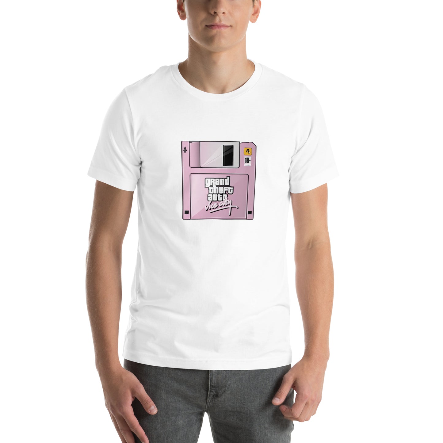 Playera de Vice City Floppy, Disponible en la mejor tienda online para comprar tus artículos favoritos, la mejor Calidad, compra Ahora en Algoritmo! 